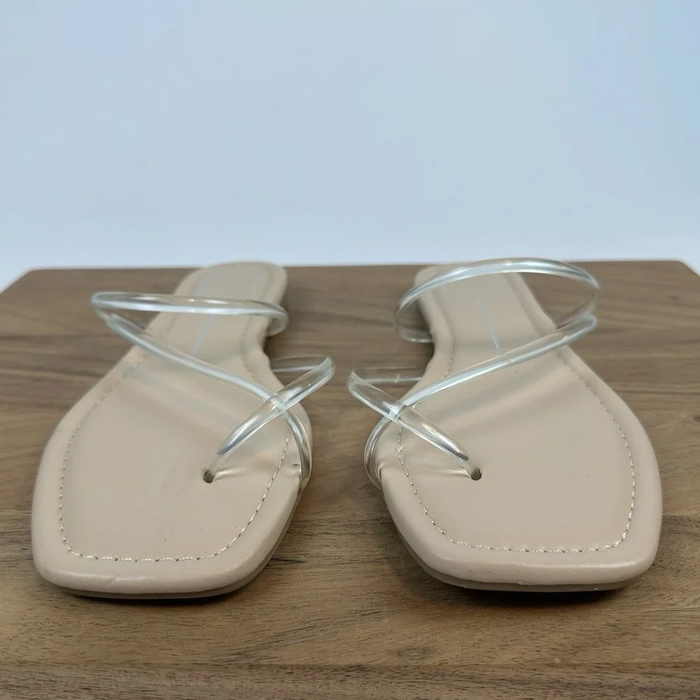 New NWOB Womens Dolce Vita Leanna‎ Clear Toe Strap Slides Sandals Size 10 M